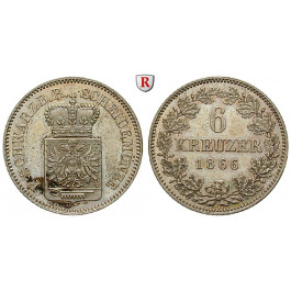 Schwarzburg, Rudolstadt, Friedrich Günther, 6 Kreuzer 1866, ss-vz