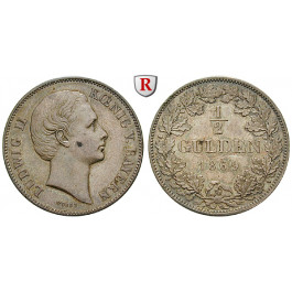 Bayern, Königreich, Ludwig II., 1/2 Gulden 1869, ss-vz