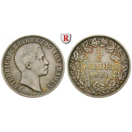 Baden, Grossherzogtum Baden, Friedrich I., 1/2 Gulden 1861, ss