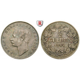 Nassau, Herzogtum Nassau, Adolph, 1/2 Gulden 1860, ss