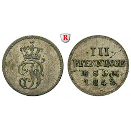 Mecklenburg, Mecklenburg-Schwerin, Friedrich Franz II., 3 Pfennig 1842, ss+