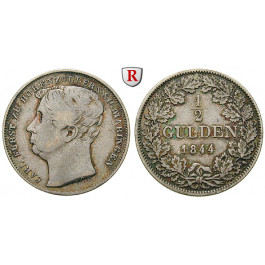 Hohenzollern, Hohenzollern-Sigmaringen, Carl, 1/2 Gulden 1844, ss