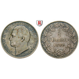Hessen, Hessen-Darmstadt, Ludwig II., 1/2 Gulden 1840, ss