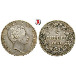 Nassau, Herzogtum Nassau, Adolph, 1/2 Gulden 1841, f.ss