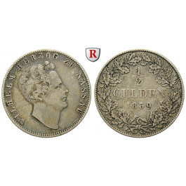 Nassau, Herzogtum Nassau, Wilhelm, 1/2 Gulden 1839, ss