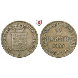 Sachsen, Sachsen-Coburg-Gotha, Ernst II., 2 Groschen 1855, ss