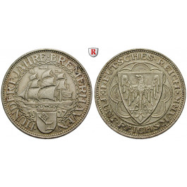 Weimarer Republik, 5 Reichsmark 1927, Bremerhaven, A, vz, J. 326