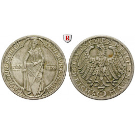 Weimarer Republik, 3 Reichsmark 1928, Naumburg, A, ss-vz/vz, J. 333