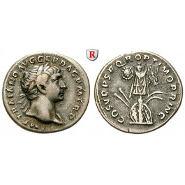 Römische Kaiserzeit, Traianus, Denar 103-111, ss+
