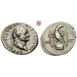 Römische Kaiserzeit, Vespasianus, Denar 76, ss+