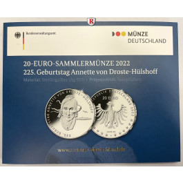 Bundesrepublik Deutschland, 20 Euro 2022, Droste-Hülshoff, PP
