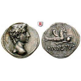 Römische Kaiserzeit, Augustus, Denar ca. 27 v.Chr., ss-vz