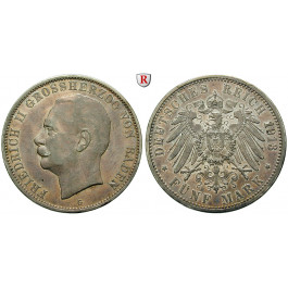 Deutsches Kaiserreich, Baden, Friedrich II., 5 Mark 1913, G, ss-vz, J. 40