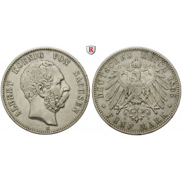 Deutsches Kaiserreich, Sachsen, Albert, 5 Mark 1895, E, ss, J. 125