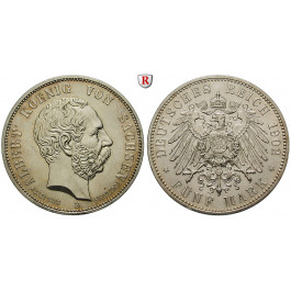 Deutsches Kaiserreich, Sachsen, Albert, 5 Mark 1902, auf den Tod, E, vz/vz-st, J. 128