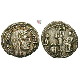 Römische Republik, L. Aemilius Lepidus Paullus, Denar 62 v.Chr., ss+