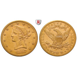 USA, 10 Dollars 1887, 15,05 g fein, ss-vz