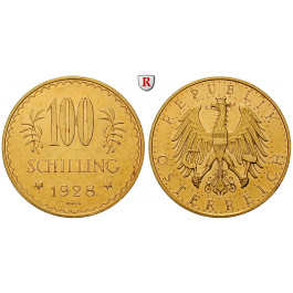 Österreich, 1. Republik, 100 Schilling 1928, 21,17 g fein, ss-vz/vz