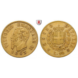 Italien, Königreich, Vittorio Emanuele II., 10 Lire 1863, 2,9 g fein, f.ss