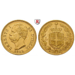 Italien, Königreich, Umberto I., 20 Lire 1882, 5,81 g fein, f.vz