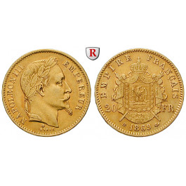 Frankreich, Napoleon III., 20 Francs 1869, 5,81 g fein, ss-vz