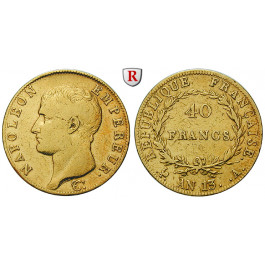 Frankreich, Napoleon I. (Kaiser), 40 Francs 1804-1805 (AN 13), 11,61 g fein, ss