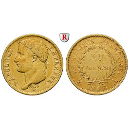Frankreich, Napoleon I. (Kaiser), 20 Francs 1807, 5,81 g fein, ss