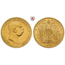 Österreich, Kaiserreich, Franz Joseph I., 10 Kronen 1909, 3,05 g fein, ss-vz
