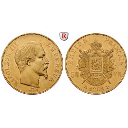 Frankreich, Napoleon III., 50 Francs 1856, 14,52 g fein, ss/ss-vz