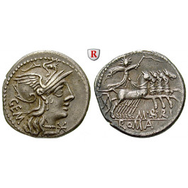 Römische Republik, M. Aburius Geminus, Denar 132 v.Chr., f.vz