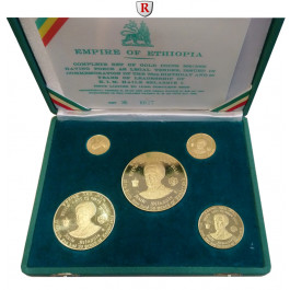 Äthiopien, Haile Selassie I., Goldsatz 1966, 136,8 g fein, PP