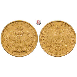 Deutsches Kaiserreich, Hamburg, 20 Mark 1900, J, ss, J. 212