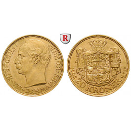 Dänemark, Frederik VIII., 20 Kroner 1908, 8,06 g fein, vz/vz-st