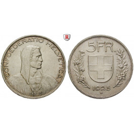 Schweiz, Eidgenossenschaft, 5 Franken 1925, ss-vz/vz
