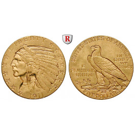 USA, 5 Dollars 1911, 7,52 g fein, vz+