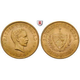 Kuba, 10 Pesos 1916, 15,04 g fein, f.vz/vz-st