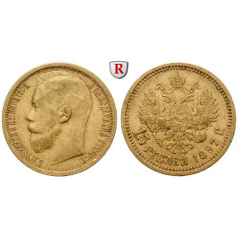Russland, Nikolaus II., 15 Rubel 1897, 11,61 g fein, f.vz