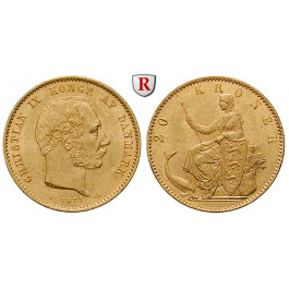 Dänemark, Christian IX., 20 Kroner 1873, 8,06 g fein, f.vz