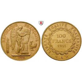 Frankreich, III. Republik, 100 Francs 1911, 29,03 g fein, ss-vz