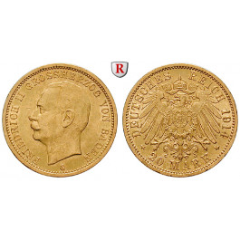 Deutsches Kaiserreich, Baden, Friedrich II., 20 Mark 1914, G, ss-vz/vz, J. 192