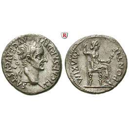 Römische Kaiserzeit, Tiberius, Denar 14-37, f.vz