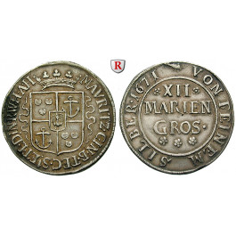 Bentheim-Tecklenburg-Rheda, Grafschaft, Moritz, 12 Mariengroschen 1671, ss+