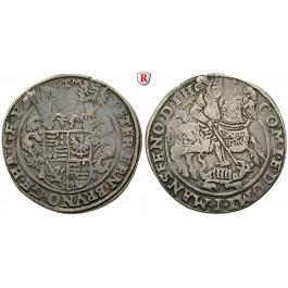 Mansfeld, Grafschaft, Mansfeld-Vorderort-Friedeburg, Peter Ernst I., Bruno II., Gebhard VIII., Joh.Georg IV., Reichstaler 1599, ss