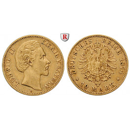 Deutsches Kaiserreich, Bayern, Ludwig II., 10 Mark 1874, D, ss, J. 196