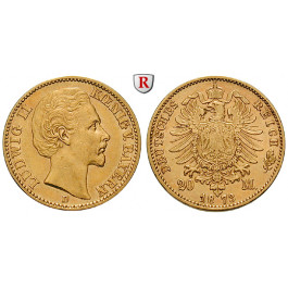 Deutsches Kaiserreich, Bayern, Ludwig II., 20 Mark 1873, D, ss-vz, J. 194
