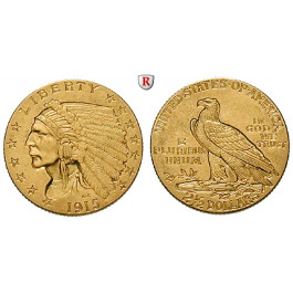 USA, 2 1/2 Dollars 1915, 3,76 g fein, vz