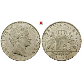 Bayern, Königreich, Ludwig I., Doppelgulden 1847, f.vz