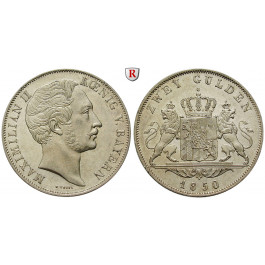 Bayern, Königreich, Maximilian II., Doppelgulden 1850, ss-vz