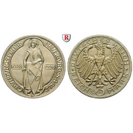 Weimarer Republik, 3 Reichsmark 1928, Naumburg, A, vz-st, J. 333