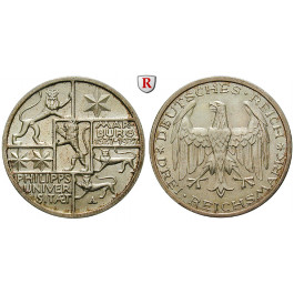 Weimarer Republik, 3 Reichsmark 1927, Uni Marburg, A, vz-st/vz, J. 330
